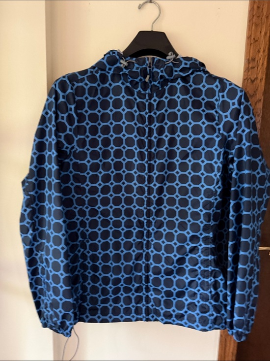 Lands' End Jackets & Blazers - Lands' End Women’s Navy and Blue Geometric Packable Rain Jacket
